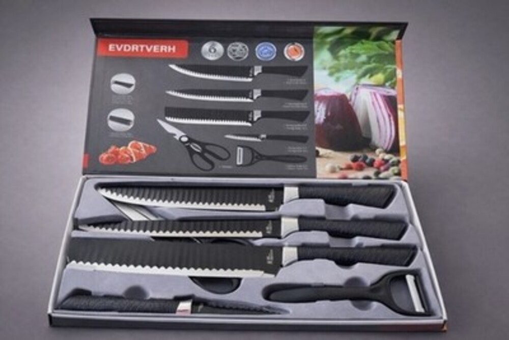 6PCS KITCHEN KNIFE SET ER-0238A – NEW IN BOX - WITH SCISSORS & CERAMIC PEELER